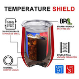TOMTOO Insulated Wine Tumbler With Lid,12 oz Double Wall Vacuum Insulated Stainless Steel Wine Glasses for Wine, Coffee, Drinks, Champagne, Cocktails,2 Pack