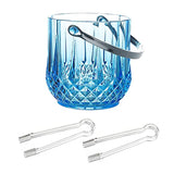 YWSHF Ice Bucket with 2 Tongs, Plastic Ice Bucket with Handle, Acrylic Transparent Champagne Beer Wine Ice Bucket for Home Hotel Bar Pub Restaurant, Blue