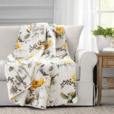 MIIII Yellow and Gray Penrose Floral Throw Blanket, 60