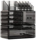AMEITECH Large Clear Makeup Organizer Skin Care Cosmetic Display Cases Stackable Storage Box With 11 Drawers