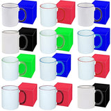 TWISTED ENVY  Set of 12 Pack of 11OZ MIXED RIM & Handle Sublimation Mug Coated Ceramic Mugs - Professional Grade - Sublimation Series - Individual MIXED COLOR Boxes