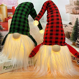 KMUYSL  Christmas Gnome Decorations, 2Pcs Christmas Gnome Lights, Lighted Scandinavian Nordic Tomte Gnomes Nisse Christmas Holiday Winter Party Decor Home Table Decoration Presents (Gray+Red)