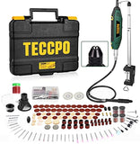 TECCPO Upgraded Rotary Tool 1.8 amp, 10000-40000RPM, 6 Variable Speed with 6 Attachments, Universal Keyless Chuck, 196 Accessories Ideal for Crafting and DIY