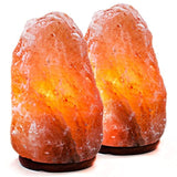 Amethya Natural Himalayan Salt Lamp by Amethya, Hand Carved with Elegant Wood Base (Set of 2)