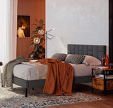 LIKIMIO Full Size Bed Frame with Headboard Height Adjustable, Platform Bed Full with 12 Widened Wooden Slats, Sturdy and Noise-Free, No Box Spring Needed