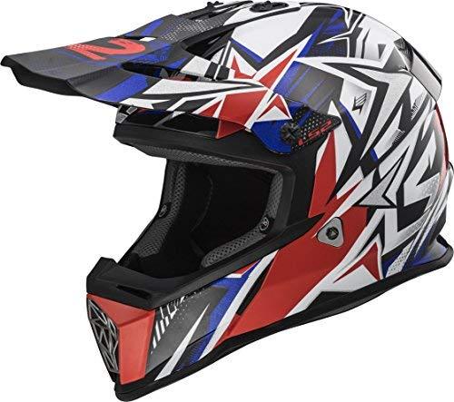 LS2 Helmets Motorcycle & Powersports Helmet's Off-Road Fast Mini V2 (Strong Red Blue, Medium)