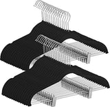 Ollnoos Home Store Utopia Home 24 Pack Velvet Skirt Hangers with Clips - Non Slip Velvet Clothes Hangers with Notches for Pants and Coat - Slim and Heavy Duty with 360 Degrees Swivel Hook - Black