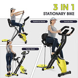 Pooboo Foldable Exercise Bike Indoor Cycling Bike Magnetic Stationary Bikes 3 in 1 Indoor Bike with LCD Display for Home Cardio Bikes