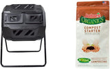 MaxWorks 80699 Garden Compost Bin Tumbler, 42 Gallon Capacity with 2 Chambers Dual Rotating Composting Tumbler , Black