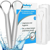 BASIC CONCEPTS 2-Pack Tongue Scraper, 100% Useful Surgical Stainless Steel Tongue Cleaner for Both Adults and Kids, Professional Reduce Bad Breath Metal Tongue Scrapers