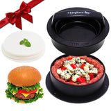 Meykers Burger Press Hamburger Press Patty Maker - with 100 Wax Papers Hamburger Patty Press Burger Mold Non-Stick 3-in-1 for Stuffed Cheeseburger