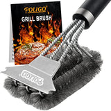 POLIGO BBQ Brush for Grill Cleaning Safe Grill Brush and Scraper with Deluxe Handle - 18