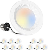 Hykolity 12 Pack 5/6 Inch Selectable CCT LED Recessed Lighting, Baffle Trim, CRI90, 1100lm, 15W=100W, 2700K/3000K/3500K/4000K/5000K Adjustable, Dimmable Recessed Lighting, Damp Rated LED Can Lights