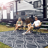 Kohree RV Outdoor Rugs, Reversible Mats 6' x 9’ Clearance Weatherproof Area Mat Carpet with Corner Loops for Patio, Camping, RV, Deck, Backyard, Picnic, 4 Stakes and Carry Bag Included, Grey & Yellow