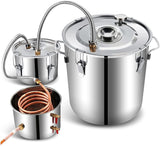 NAIZEA Still Kit 11 Gallon 3 Pots Stainless Steel Alcohol Distiller, Copper Still Home Brewing Kit, Ethanol Still Spirits Boiler with Copper Tube & Build-in Thermometer for DIY Whisky Wine Brandy