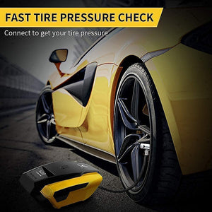 VacLife Leaf Blower Air Compressor Tire Inflator, DC 12V Portable Air Compressor, Auto Tire Pump with LED Light, Digital Air Pump for Car Tires, Bicycles and Other Inflatables, Model: ATJ-1166, Yellow (VL701)