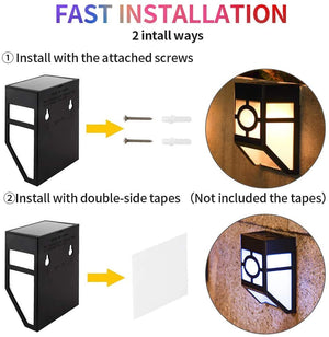 WAKYME Deck Solar Lights Outdoor 8 Packs, Warm White/7 Color Solar Deck Lights Waterproof, 2 Modes Solar Fence Lights, Fence Lighting for Front Door, Backyard, Patio, Stair, Driveway Path Wall Light