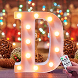 Lifegoo LED Letter Lights 26 Alphabet White Marquee Letters Night Light Sign with Diamond Bulbs Remote Control Timer Dimmable for Wedding/Party Christmas Lamp Home Bar (T)