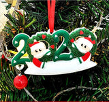 WOMIR Personalized Name Christmas Ornament kit with Mask, 2020 Quarantine Survivor Family Customized Christmas Decorating Kit Holiday Pendant Creative Gift for Friends, Family of 2
