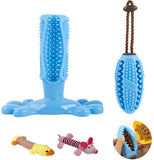 DUDU  Dog Toothbrush Chew Toy 2 Piece Set Dog Teeth Cleaning Stick and Snack Leaky Chew Toy Ball Dental Oral Care Natural Rubber bite-Resistant chew Dog Toy for Medium Large Dogs - Free 2 Plush Toys