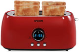 SACVON Toaster 4 slice, Toaster 2 long slot, Stainless Steel Toaster,bagel,Deforst,Cancel,Reheat function,DigitalTimer,Removable tray,6 Shade setting,beige