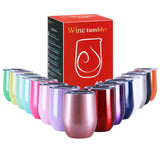 TOMTOO Insulated Wine Tumbler With Lid,12 oz Double Wall Vacuum Insulated Stainless Steel Wine Glasses for Wine, Coffee, Drinks, Champagne, Cocktails,2 Pack