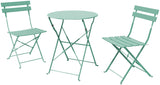Nollapo Premium Steel Patio Bistro Set, Folding Outdoor Patio Furniture Sets, 3 Piece Patio Set of Foldable Patio Table and Chairs, Mint Green