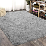 Wondo Fluffy Ultra Soft Shaggy Area Rugs for Kids Baby Children Fluffy Carpet for Kids Room Bedside Nursery Rug (2' x 3', Grey)
