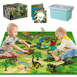 BAODLON Dinosaur Toys with 10 Realistic Dinosaur Figures, Activity Play Mat & Trees for Creating a Dino World Incl T-rex, Triceratops, etc, Dinosaur Playset Gifts for Kids, Boys & Girls 3, 4, 5, 6 Years Old
