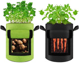 Allstar Innovations  Grow Bags, 2 Pack 10 Gallon Strawberry Planter with 8 Side Grow Pockets, Breathable Non-woven Fabric Reinforce Handle Strawberry Growing Bag for Strawberries, Herbs, Flowers(Green&Black)