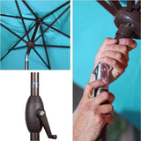 Abba Patio 6.5 x 10ft Rectangular Patio Umbrella Outdoor Market Table Umbrella with Push Button Tilt and Crank for Garden, Lawn, Deck, Backyard & Pool, Beige