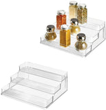 Empaxum Linus Plastic Stadium Spice Rack Set, BPA-Free 3-Tiered Organizer for Kitchen, Pantry, Bathroom, Vanity, Office, Craft Room Storage Organization, Set of 2, Clear