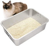 Bundle & Bliss Cat Litter Tray Stainless Steel Rabbit Litter Tray Large Size Cat Litter Box No Odor & Non Stick & Easy to Clean