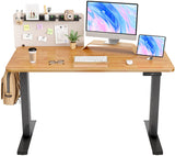 BANTI Dual Motor Adjustable Height Standing Desk, Electric Sit Stand Desk with Screen Panel, 55 x 24 Inches Stand up Desk, Home Office Desk with Rustic Brown Top and Black Frame