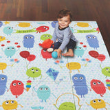 JumpOff Jo – Large Waterproof Foam Padded Play Mat for Infants, Babies, Toddlers, 8+ Months, for Play & Tummy Time, Foldable, 70 in. x 59 in, Double-Sided Design: Woodland Rainbow