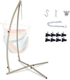 DOALBUN C-Type Hammock chair Stand, Heavy Duty Steel Solid Hammock Rack Stand, Adjustable Height, for Hanging Chairs,Tree tent,Loungers, Air Porch, Swings , Indoor/Outdoor Patio, Yard, 220lbs Capacity (BLACK