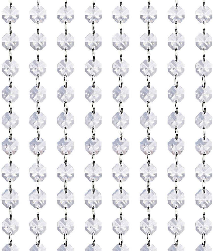 Crystal Acrylic Gems Bead Garland Strands, KinHom 16 Feet Hanging Clear 14mm Daimond Beads Chain Garlands for Manzanita Tree Centerpiece, Chandelier Bead Lamp Chain, Christmas/Wedding Party Decoration