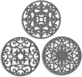 ME.FAN Silicone Trivet - Trivet Mat - Kitchen Hot Pads for Pots / Hot Dish Insulated Flexible Durable Non Slip Coasters 3 Set (Black)