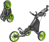 CaddyTek 3 Wheel Golf Push Cart - Foldable Collapsible Lightweight Pushcart with Foot Brake - Easy to Open & Close