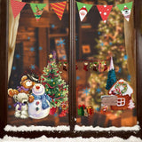IDekooror Christmas Snowflake Window Stikers for Party,Winter Holiday Christmas Decoration Stickers Clings Decals for Glass, Cute Santa and Reindeer Dacal for Glass Windows and Snowboard