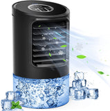 GREATSSLY Portable Air Conditioner, Mini Personal Air Cooler Desk Fan 3 Speeds, Timer, 7 Colors LED Light Air Cooling Fan with Handle Quiet Air Circulator Humidifier Misting Fan for Small Room Home, Office