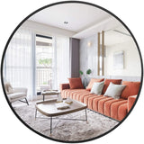 MAYEERTY  Round Wall Mounted Mirror Circle Makeup Vanity Large Haning Aluminum Alloy Metal Frame Mirrors for Wall Decorative Modern Bathroom Living Room Entryway Bedroom Décor (36in, Black)