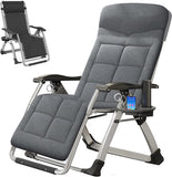 NAIZEA Lounge Chair Zero Gravity Chair Folding Adjustable Reclining Patio Chairs with Cup Holder, Ergonomic Patio Recliner Chairs for Kids and Adult for Indoor Outdoor (Navy Blue Pearl Cotton pad)