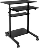 Mount-It! Mobile Standing Desk/Height Adjustable Stand Up Computer Work Station | Rolling Presentation Cart with 27.5 Inch Wide Platform, Locking Wheels