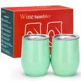 TOMTOO Insulated Wine Tumbler With Lid,12 oz Double Wall Vacuum Insulated Stainless Steel Wine Glasses for Wine, Coffee, Drinks, Champagne, Cocktails,2 Pack