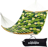 Zupapa Quilted Double Hammock, Detechable Curved Spread Bar Hammock Upgraded for Backyard Patio Use, 2 Person Hammock Portable Carry Bag Included