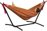 PNAEUT 2-Person Hammock with Space Saving Steel Stand Garden Yard Outdoor 450lb Capacity Double Hammocks and Portable Carrying Bag (Red)