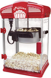West Bend Hot Oil Theater Style Popcorn Popper Machine with Nonstick Kettle Includes Measuring Tool and Serving Scoop, 4-Ounce, Red