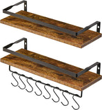 Ophanie Floating Shelves, Wall Shelf Outdoor, 42x15x8 cm, Shelving Unit for Wall, Towel Holder 8 hooks, Kitchen Spice Rack, Storage Organiser Shelf for Bedroom, Bathroom, Living Room, Office RF-TM008S