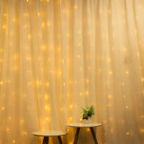 LouisChoice LED Curtain Lights, Window Curtain Lights for Wedding Party, Decorative Light Curtain, 342 Warm White Lights, for Indoor Outdoor, 9.8ft x 9.8ft, Vertical Lights String, for Bedroom, Wall, Backdrop
